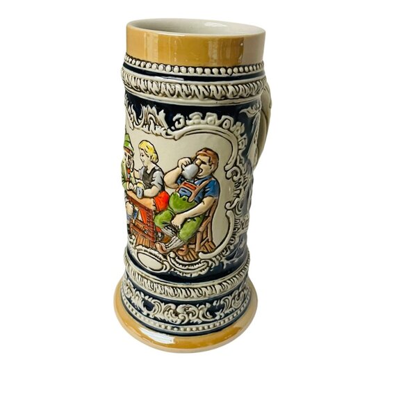 Vintage German Beer Stein Mug With Handle Hand-Painted Ceramic Bavarian Tavern S - Picture 6 of 11